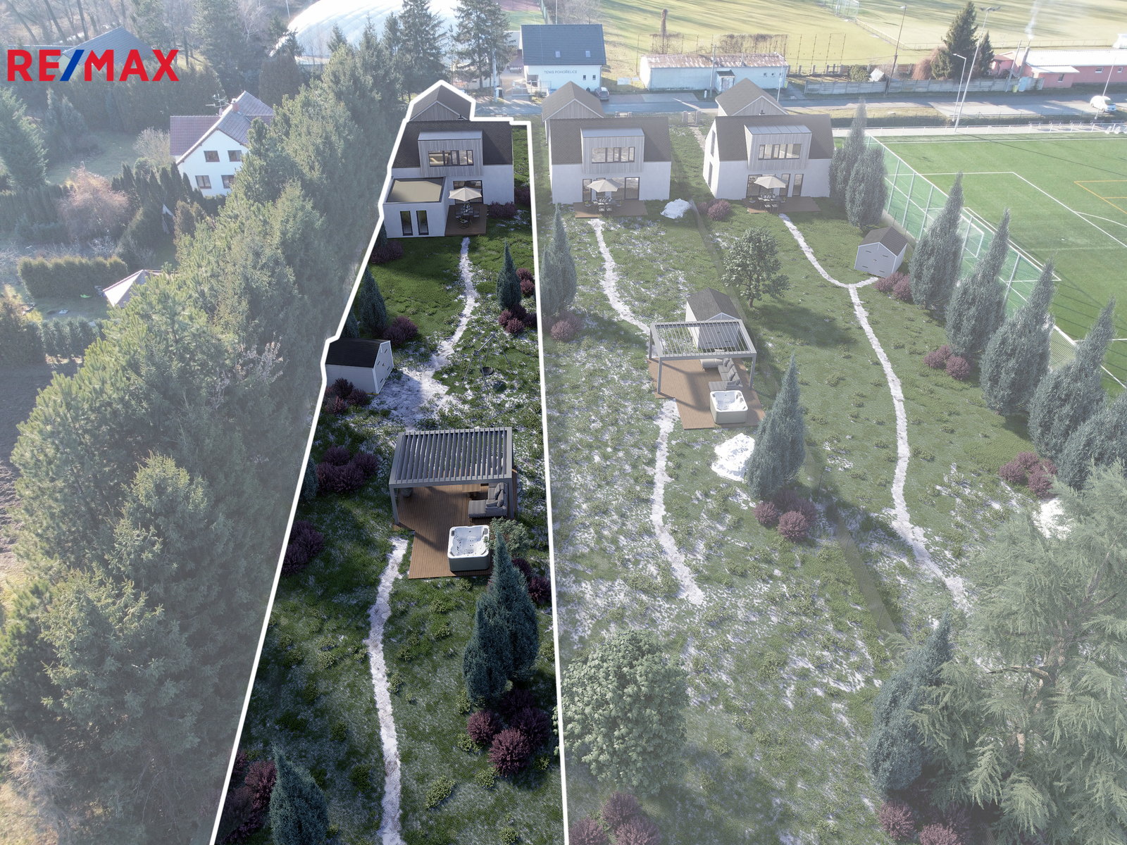 Vizualizace - pohled ze zadní části parcely