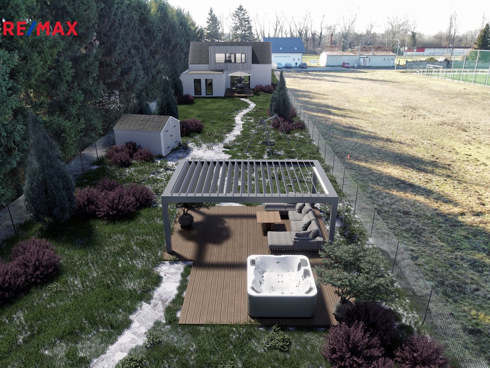 Vizualizace - pohled ze zadní části parcely