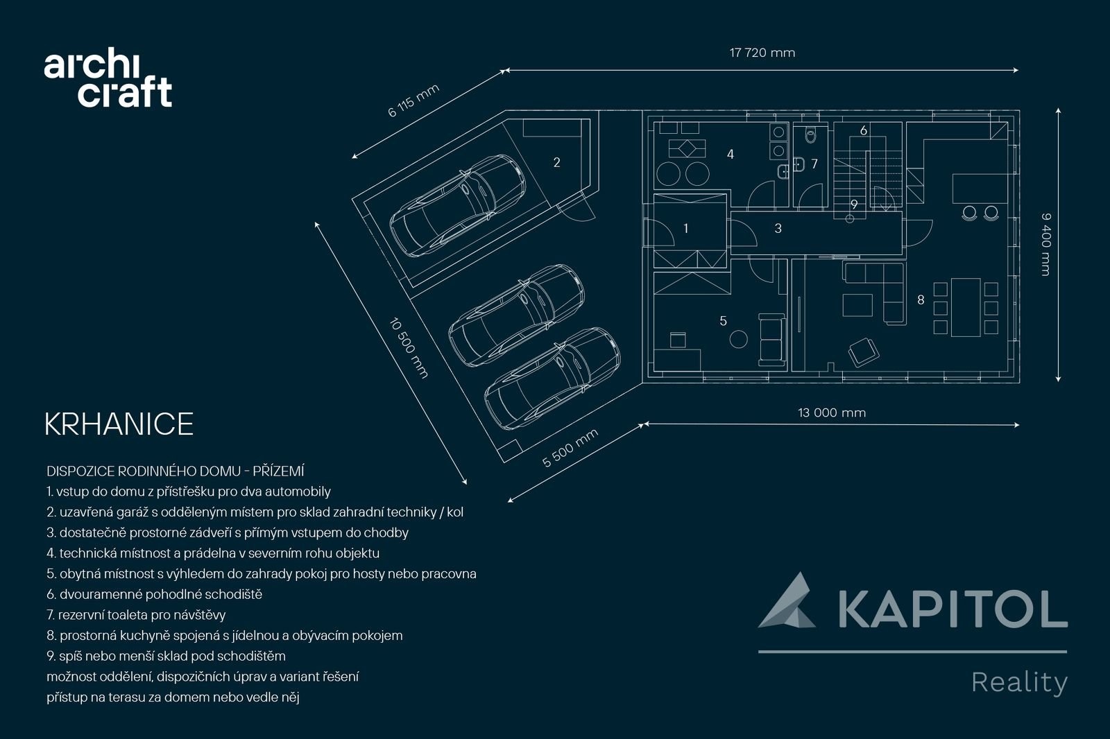 KRHANICE Rodinný dům přízemí