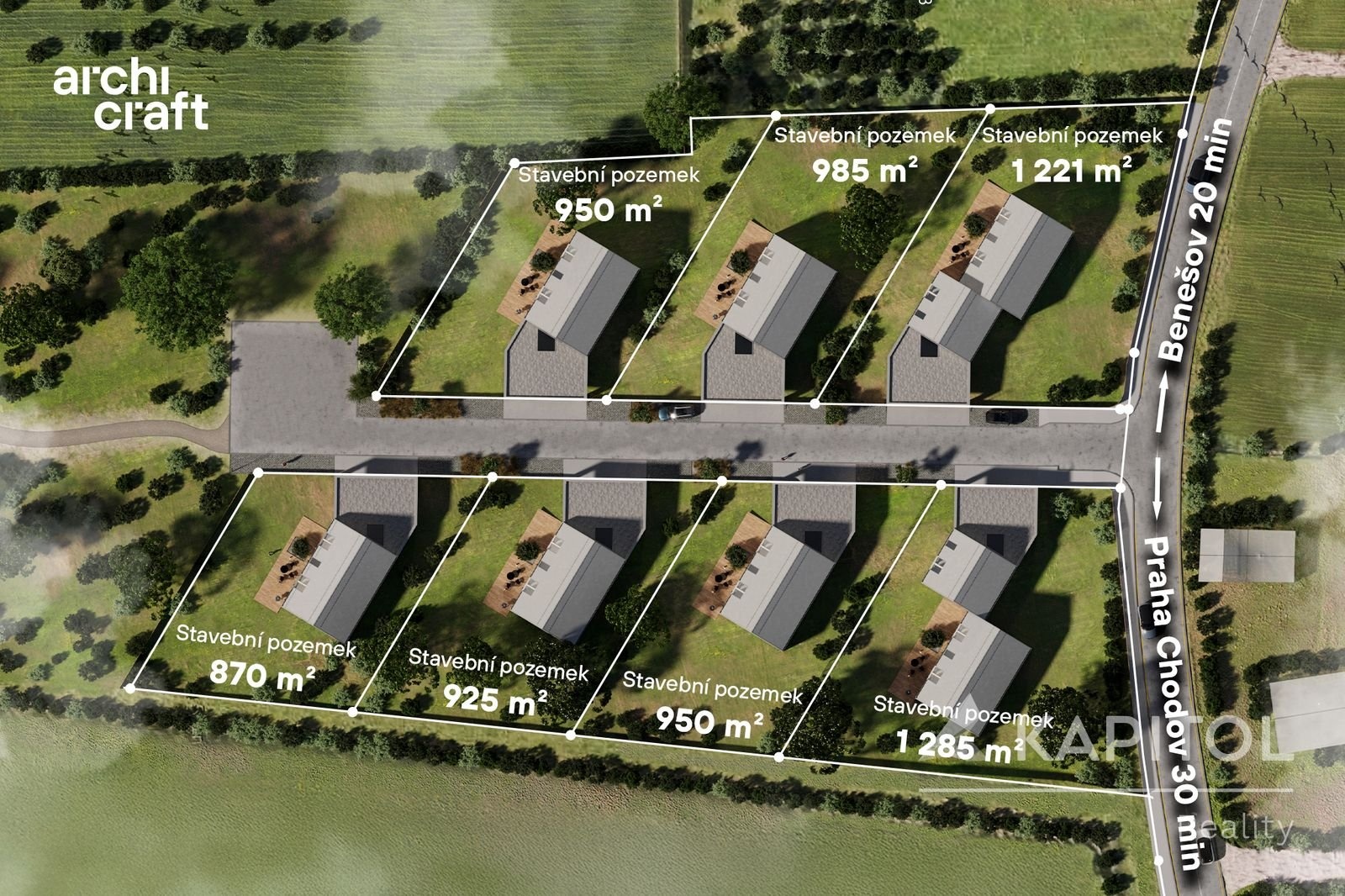 Pozemky Krhanice - Rodinné domy + výměra