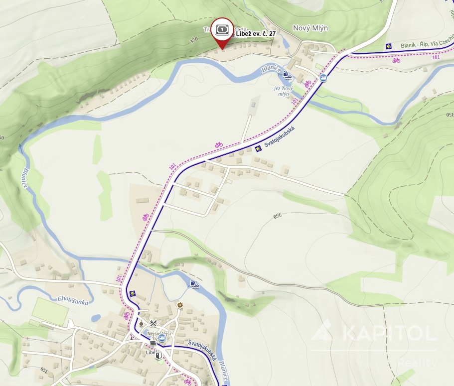 Mapa Libež - umístění pozemku v obci