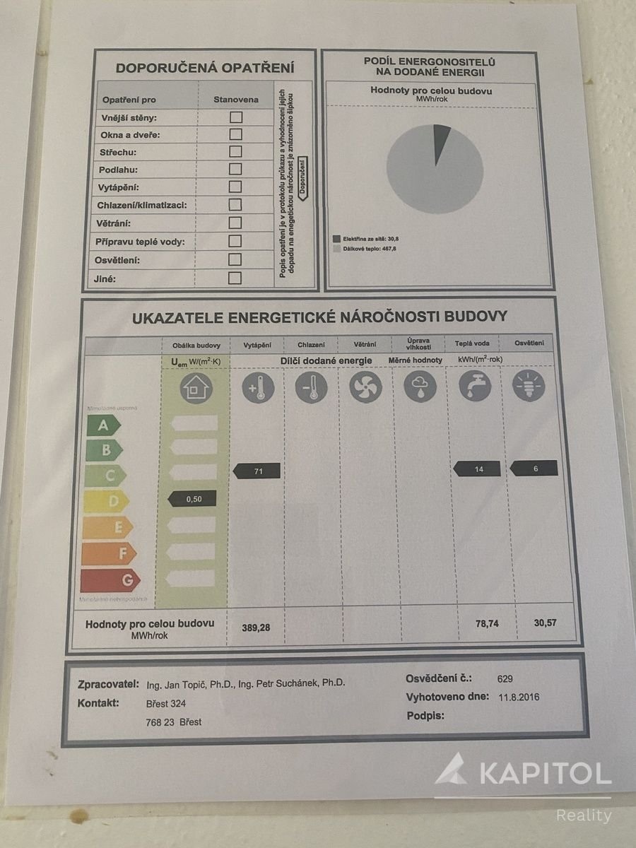energetický štítek budovy