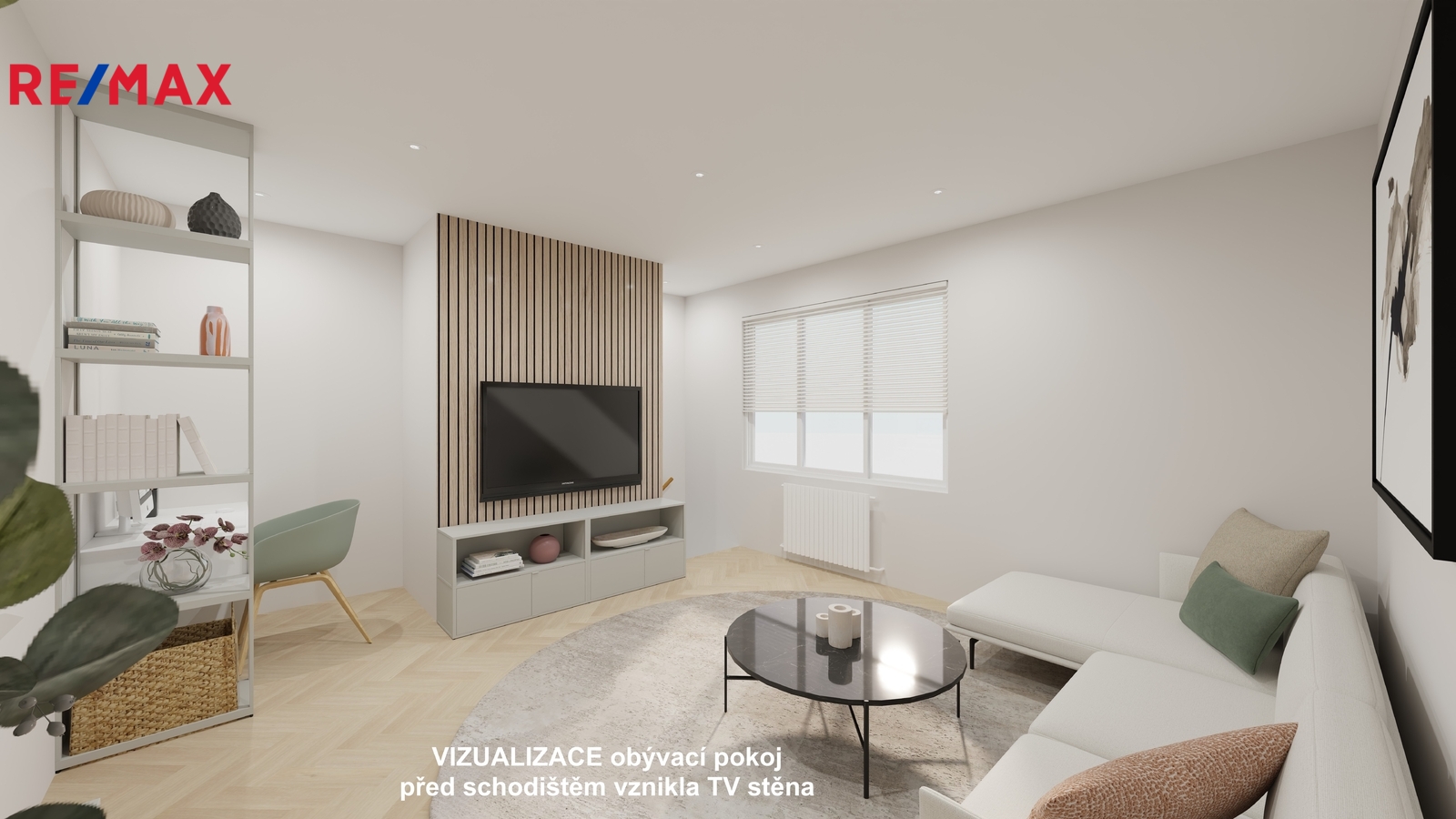 Vizualizace obývací pokoj s TV stěnou