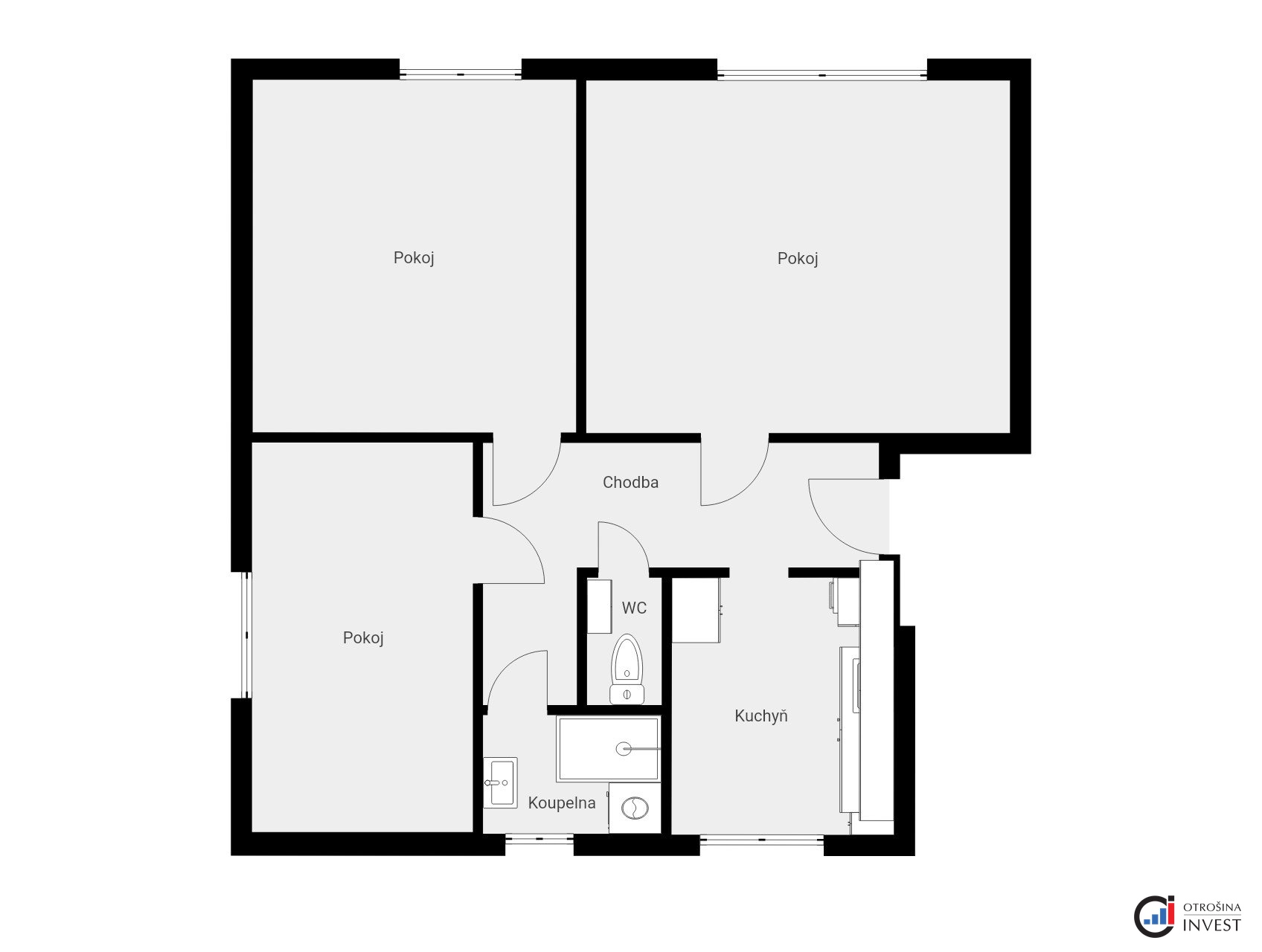 Prodej bytu 3+1, 73 m² - Voděrady