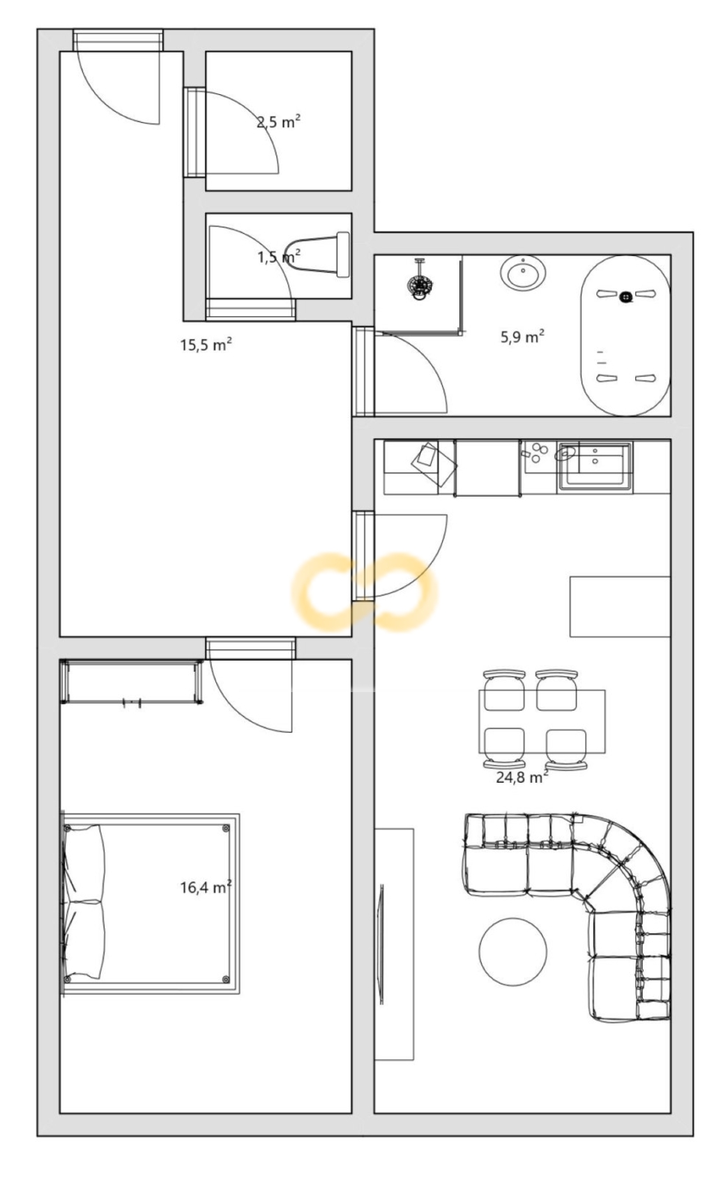Půdorys 2D - 2+kk menší.jpg