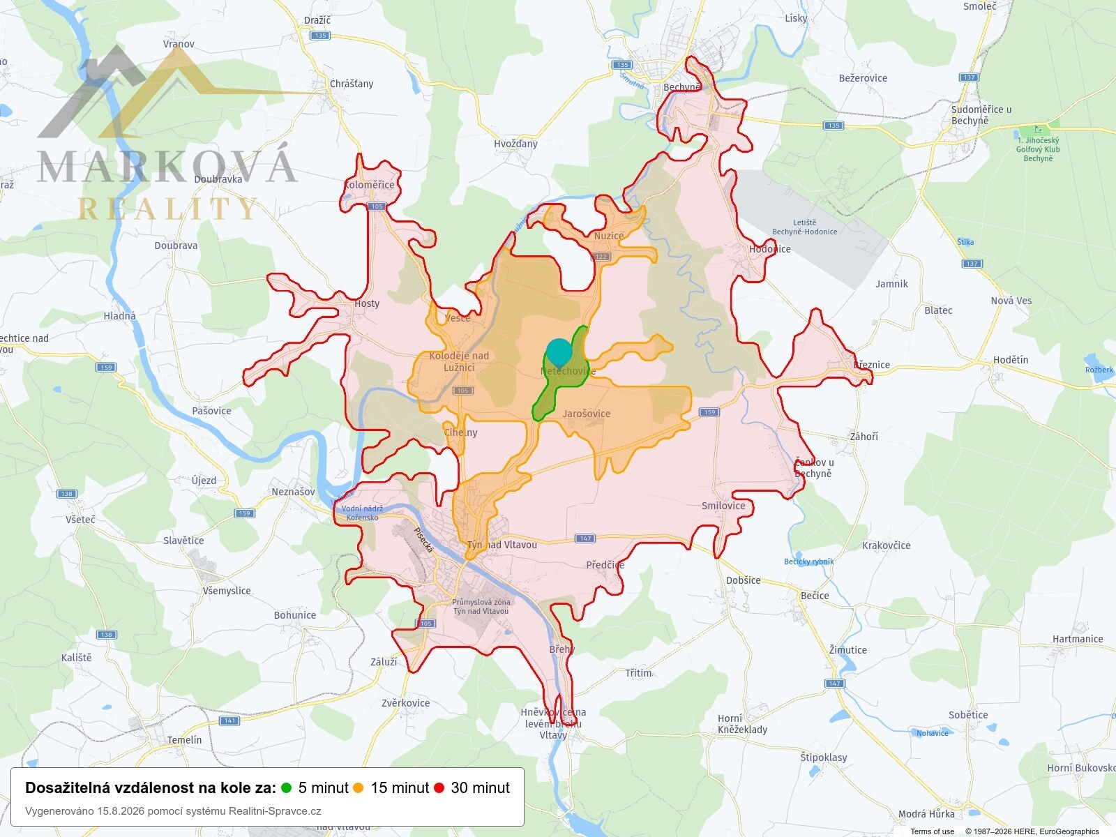 Dosažitelná vzdálenost: kolo