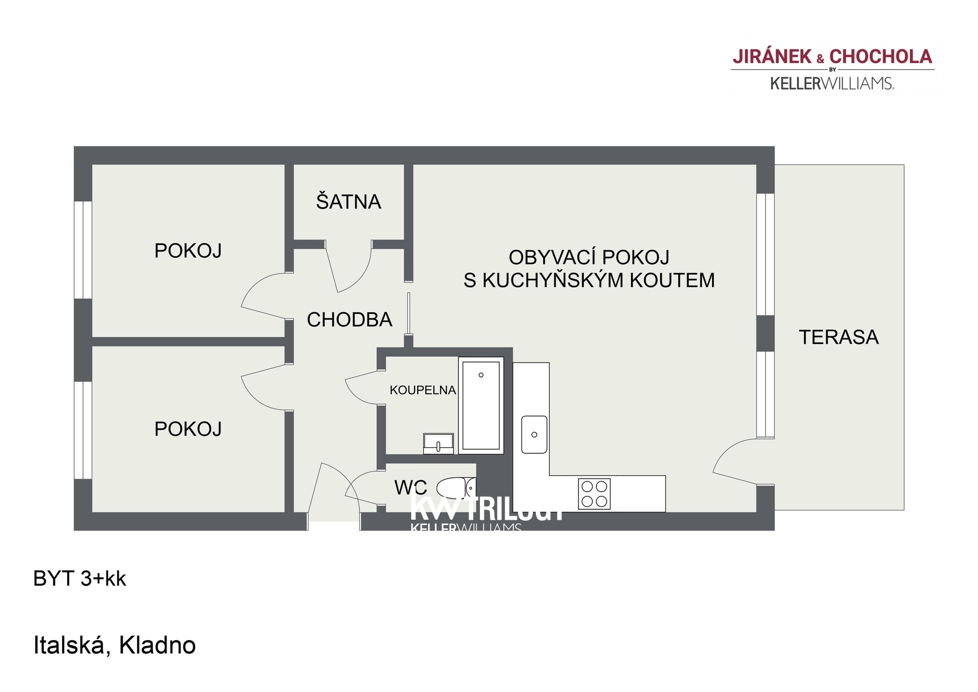 Floorplan letterhead - Italska?, Kladno - BYT 3+kk