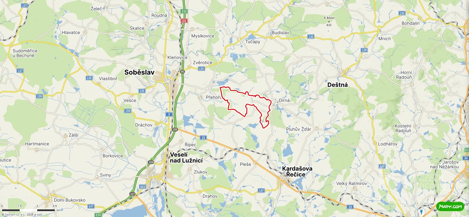 Mapa Třebějice