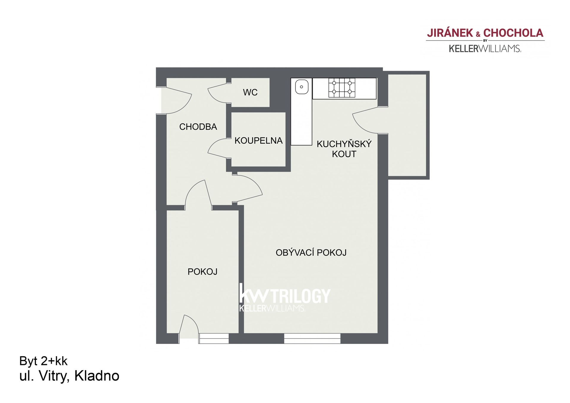 Floorplan letterhead - ul. Vitry, Kladno - Byt 2+k