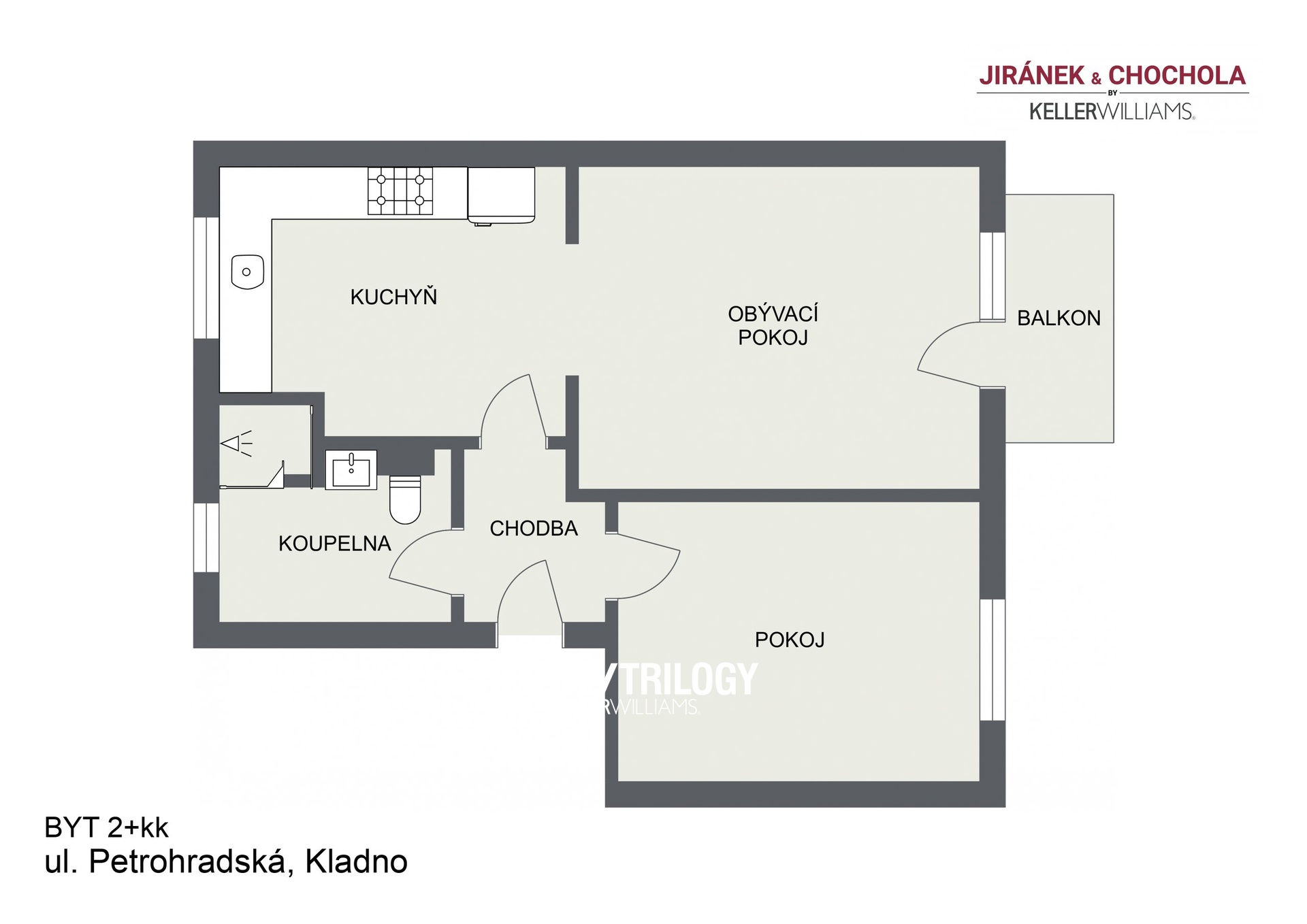 Floorplan letterhead - ul. Petrohradska?, Kladno - BYT 2+kk - 2D Floor Plan