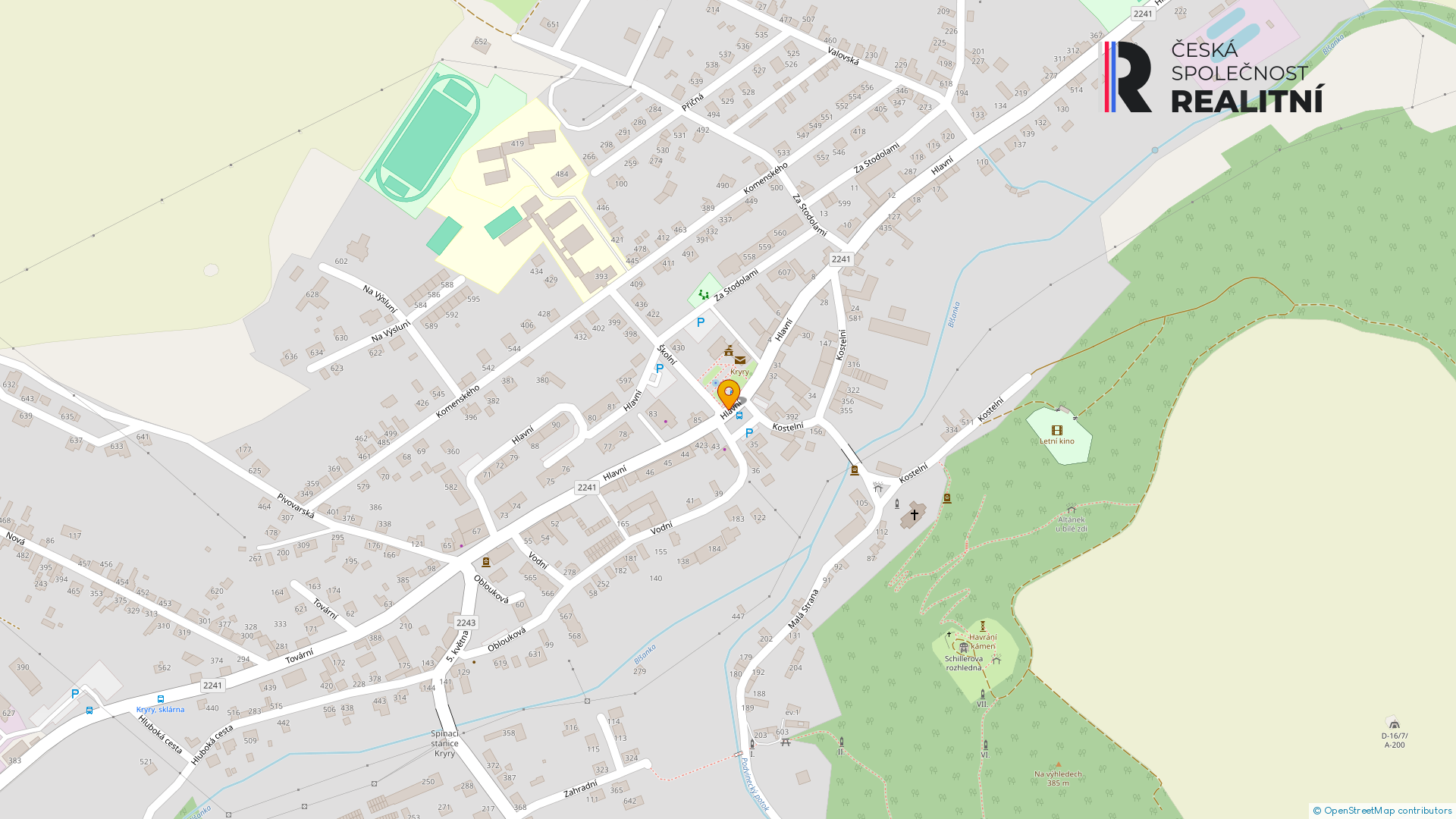 Mapa umístění nemovitosti.