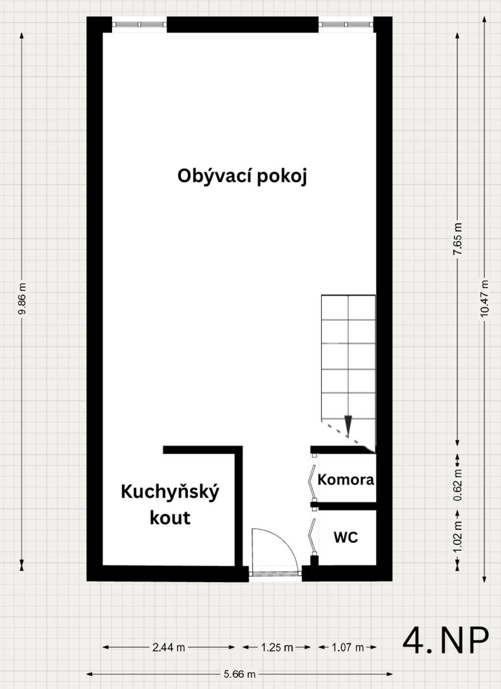 Půdorys 1. patra bytu (4.NP)