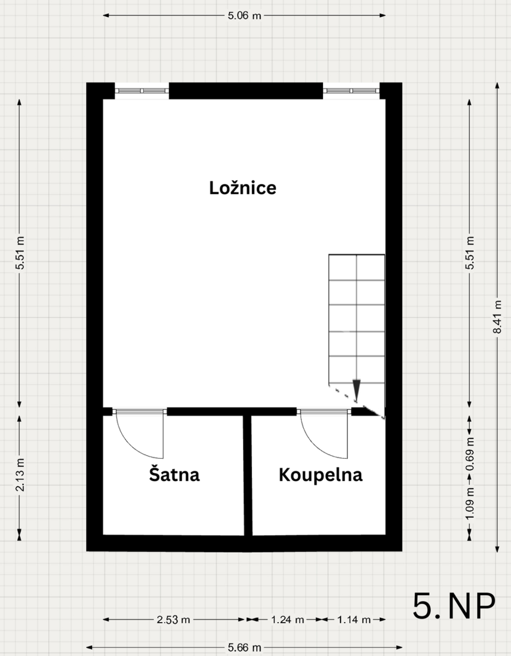 Půdorys 2. patra bytu (5.NP)