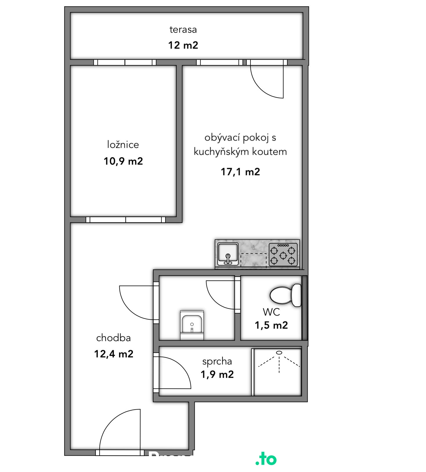 Hve?zdova 2+kk, pu?dorys