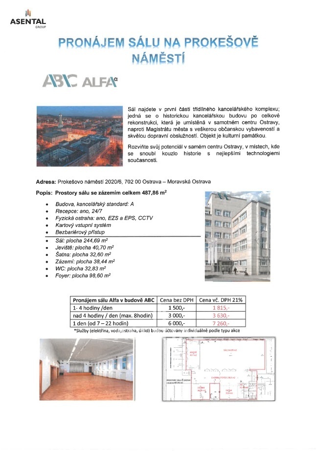 Alfa_pronájem sálu