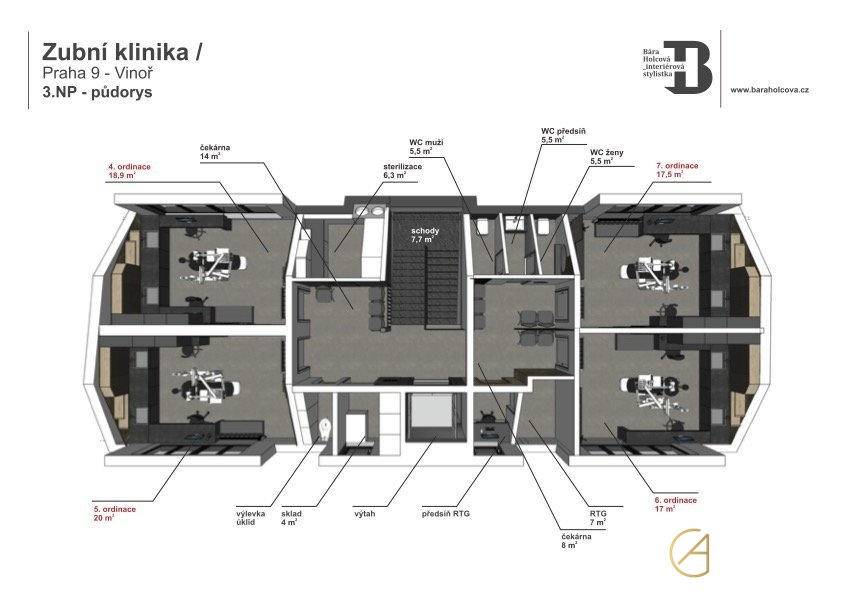 Půdorys 3.NP Vinoř