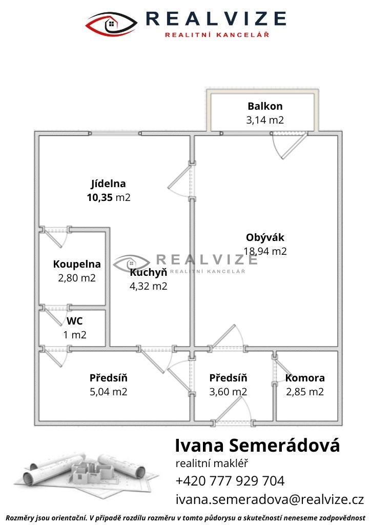 Ivana Semerádová půdorys byt výška