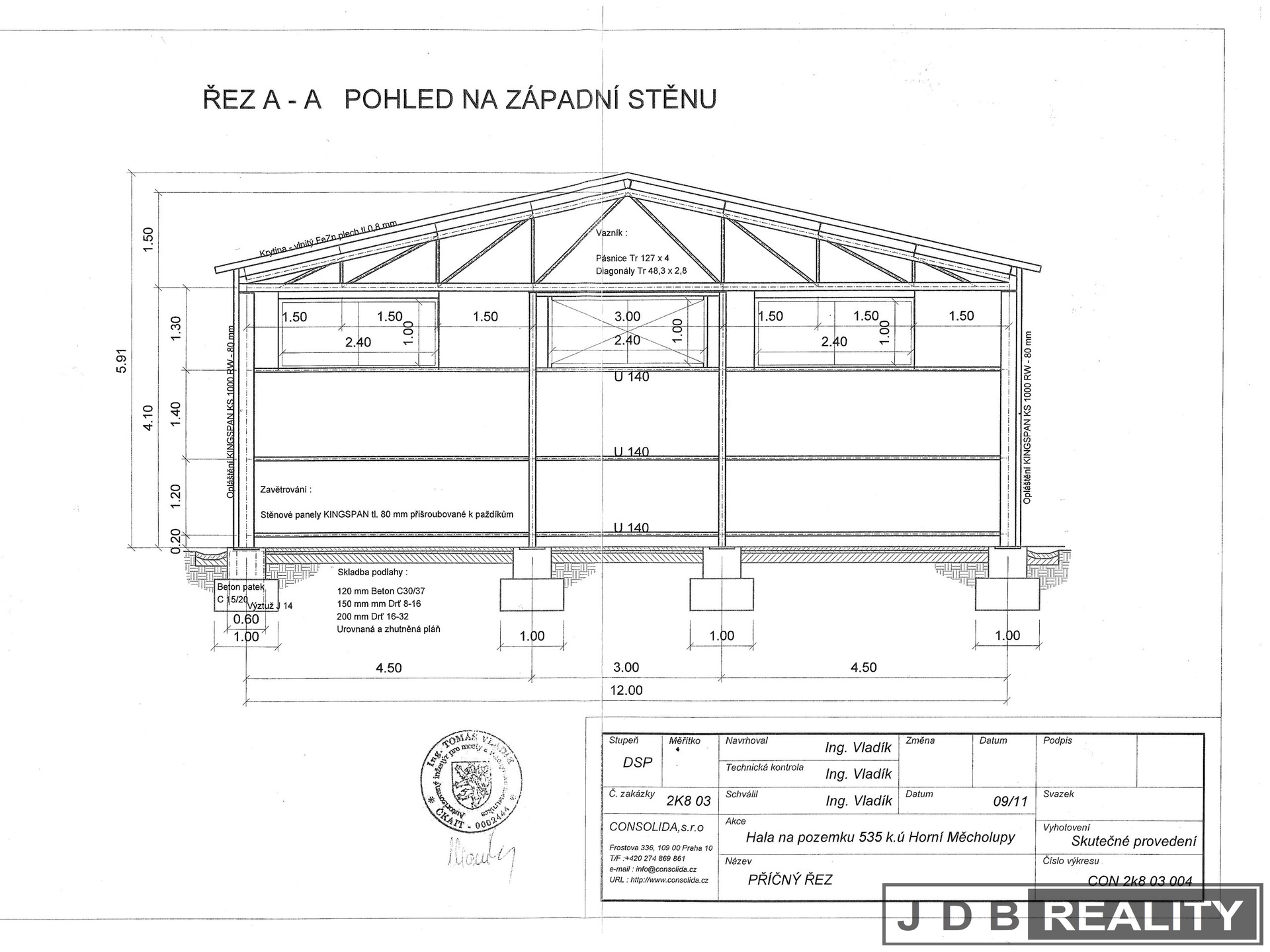 Hala příčný řez A.