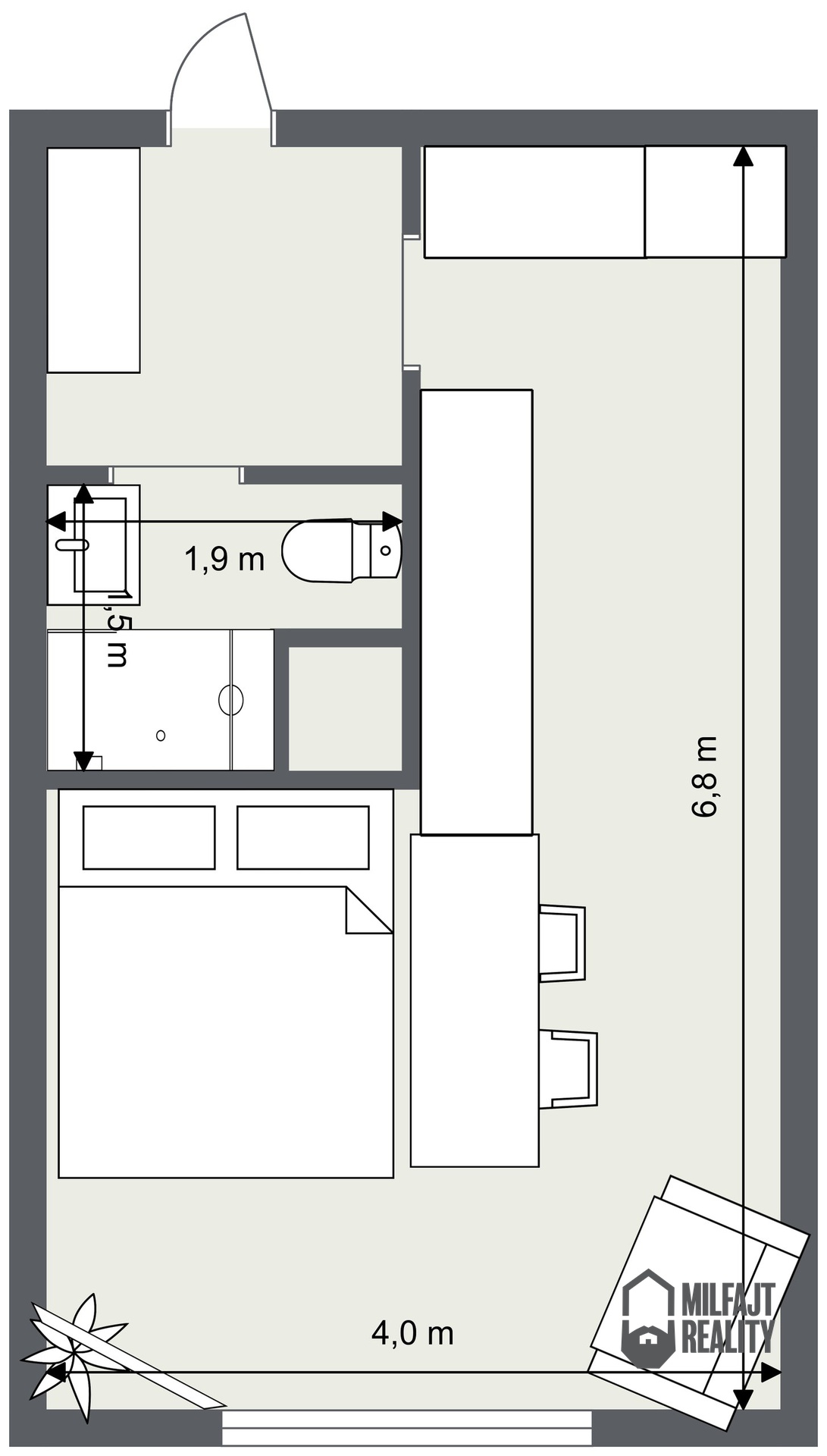 1+kk, Borový Vrch - 2D - 1. Floor - Image