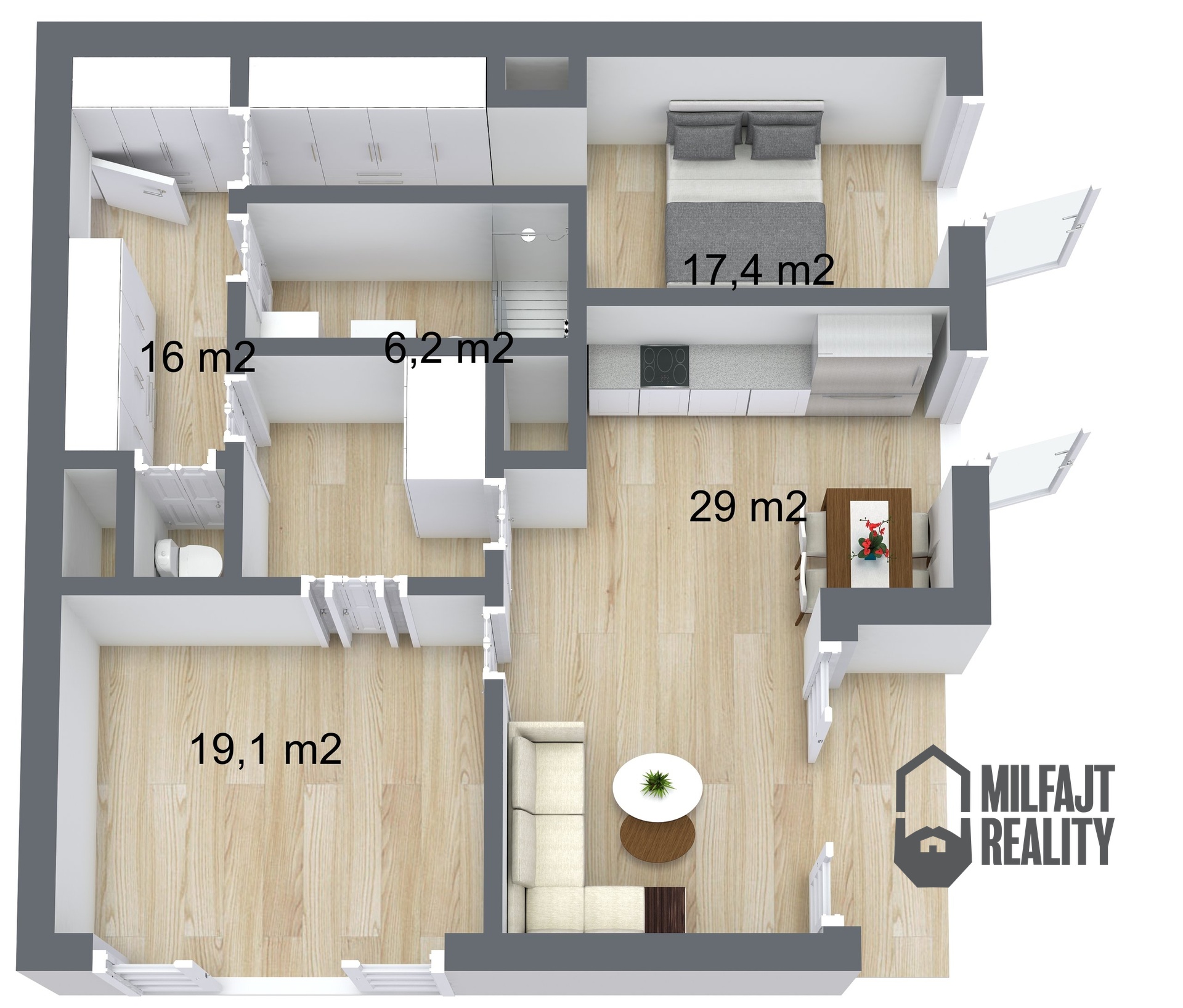 3kk Tovární - 3D - 1. Floor - Image
