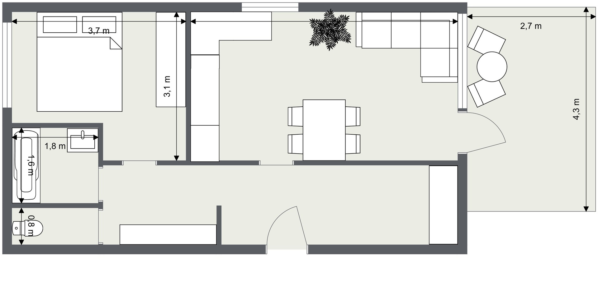 2+kk Kiálová, Turnov - 2D - 1. Floor - Image