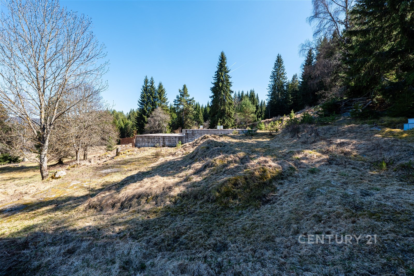 Lesní pozemek s krásným výhledem, mírně svažitým t