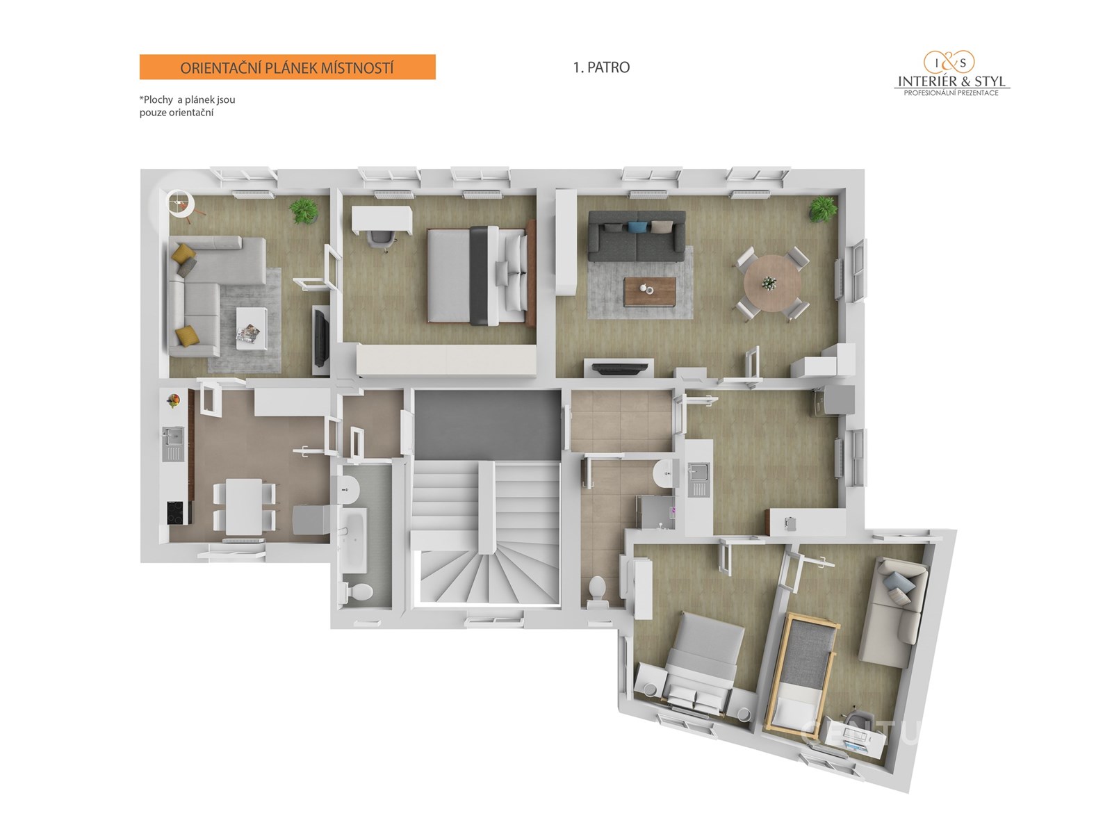 První patro - 3D plán