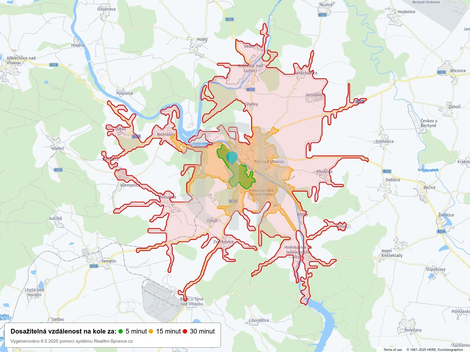 Dosažitelná vzdálenost: kolo
