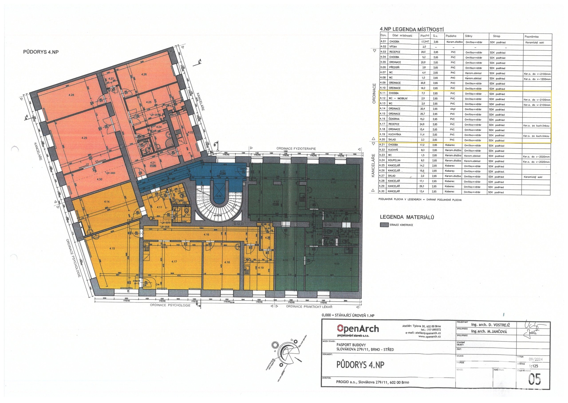 Slovákova 11 kanceláře 128,9 m2, 4.NP