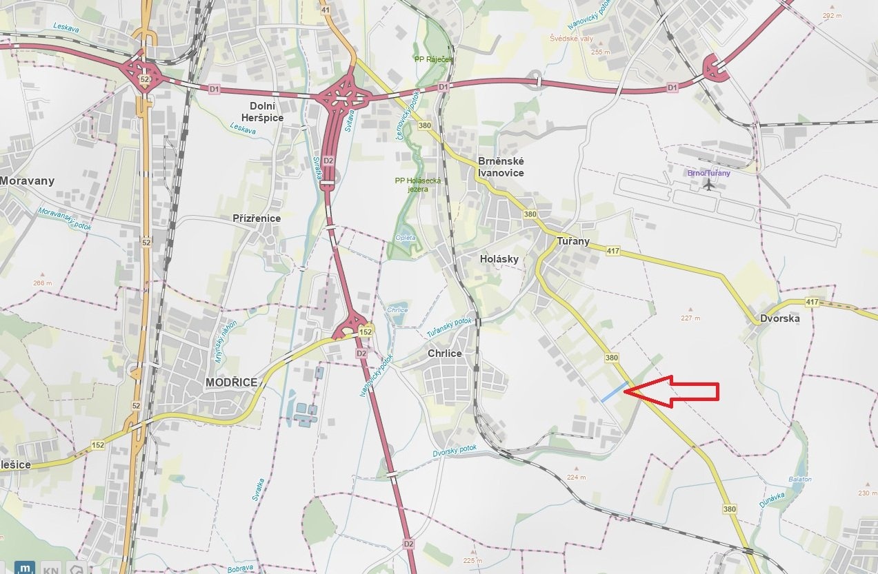 Mapa umístění pozemku