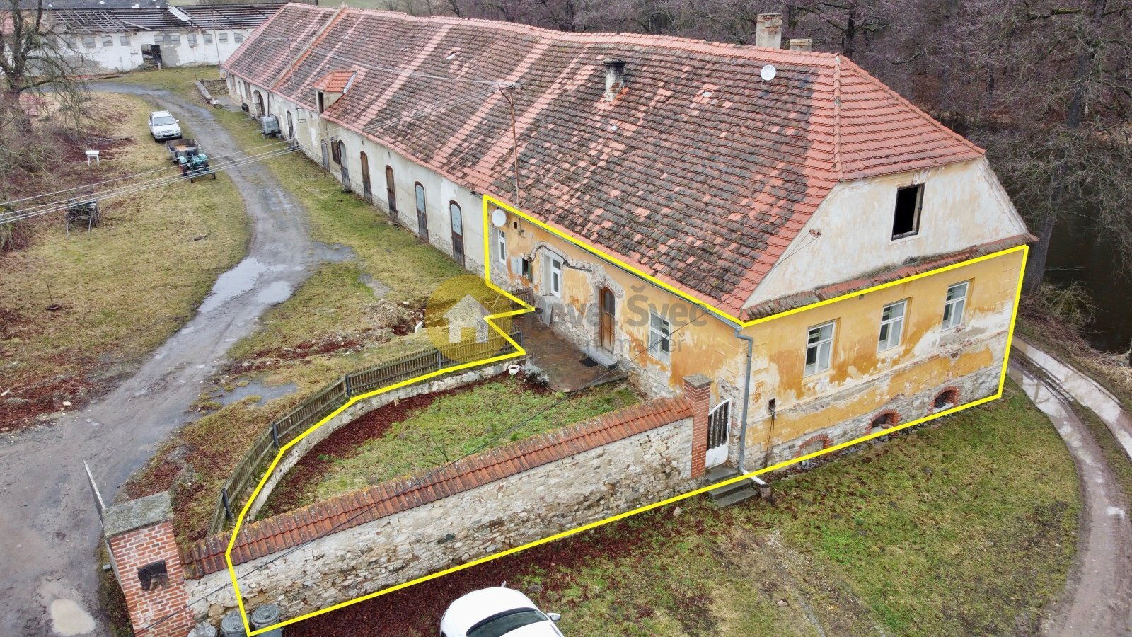 Pohled na dům a byt k pronájmu
