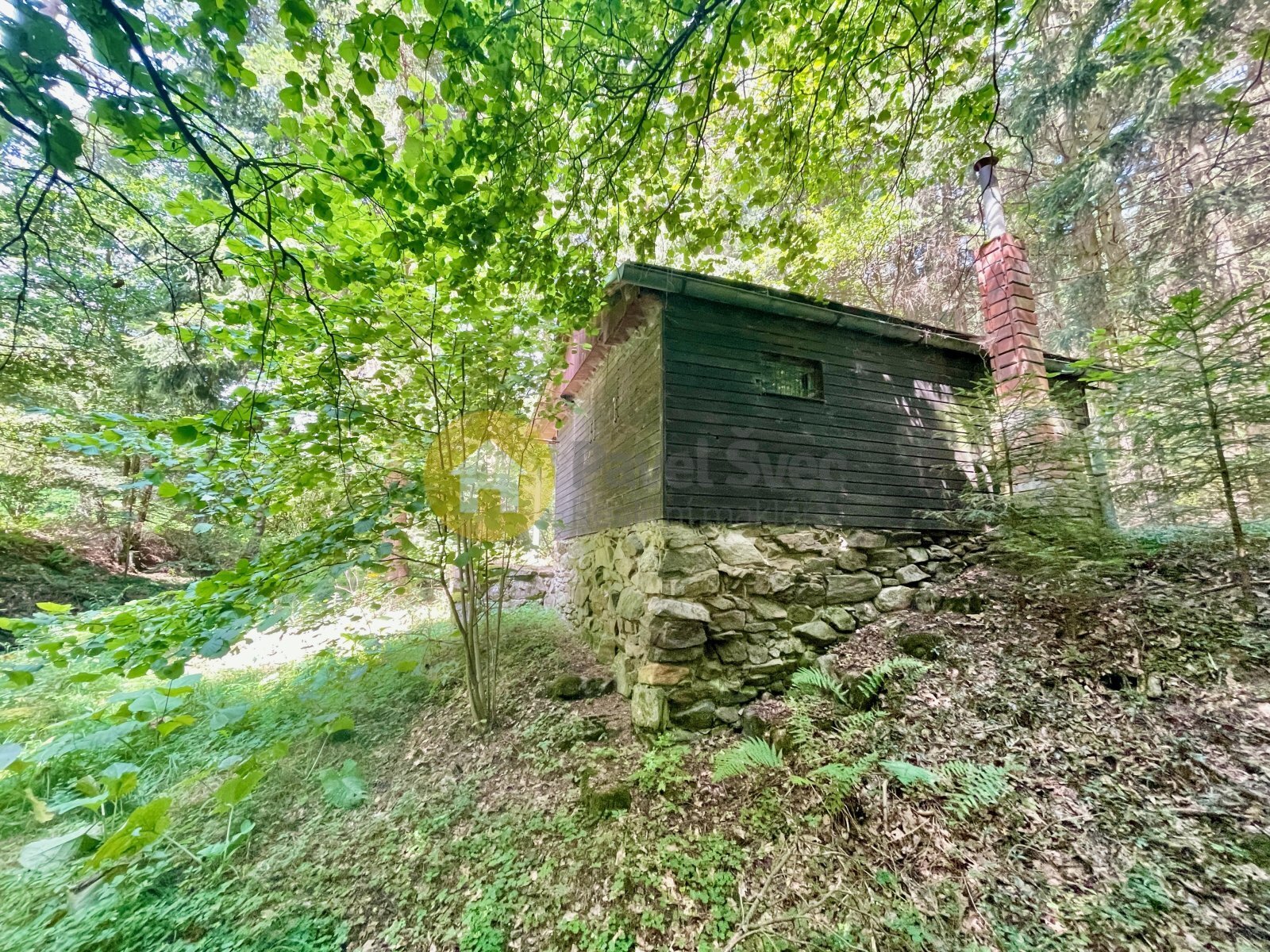 Pohled na chatu a okolí