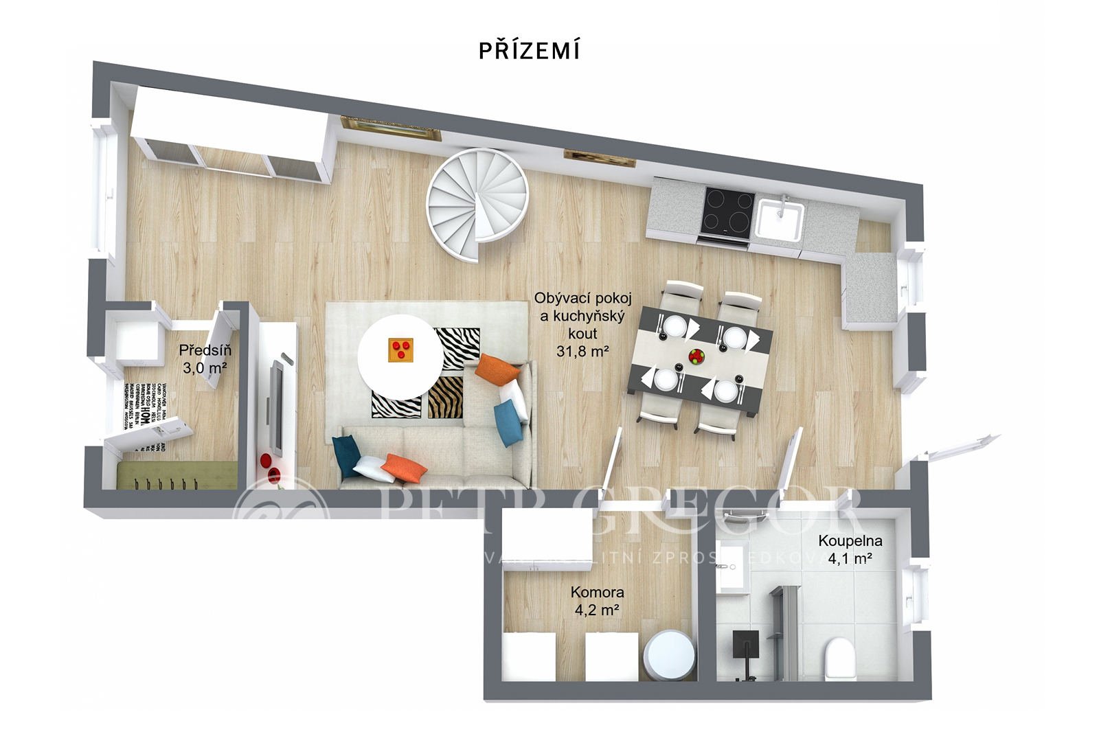 3D půdorys přízemí