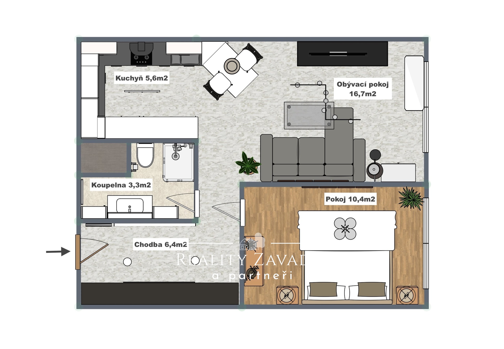 Prodej bytu 2+kk, 45 m², Praha - Písnice, Ul. Na okruhu