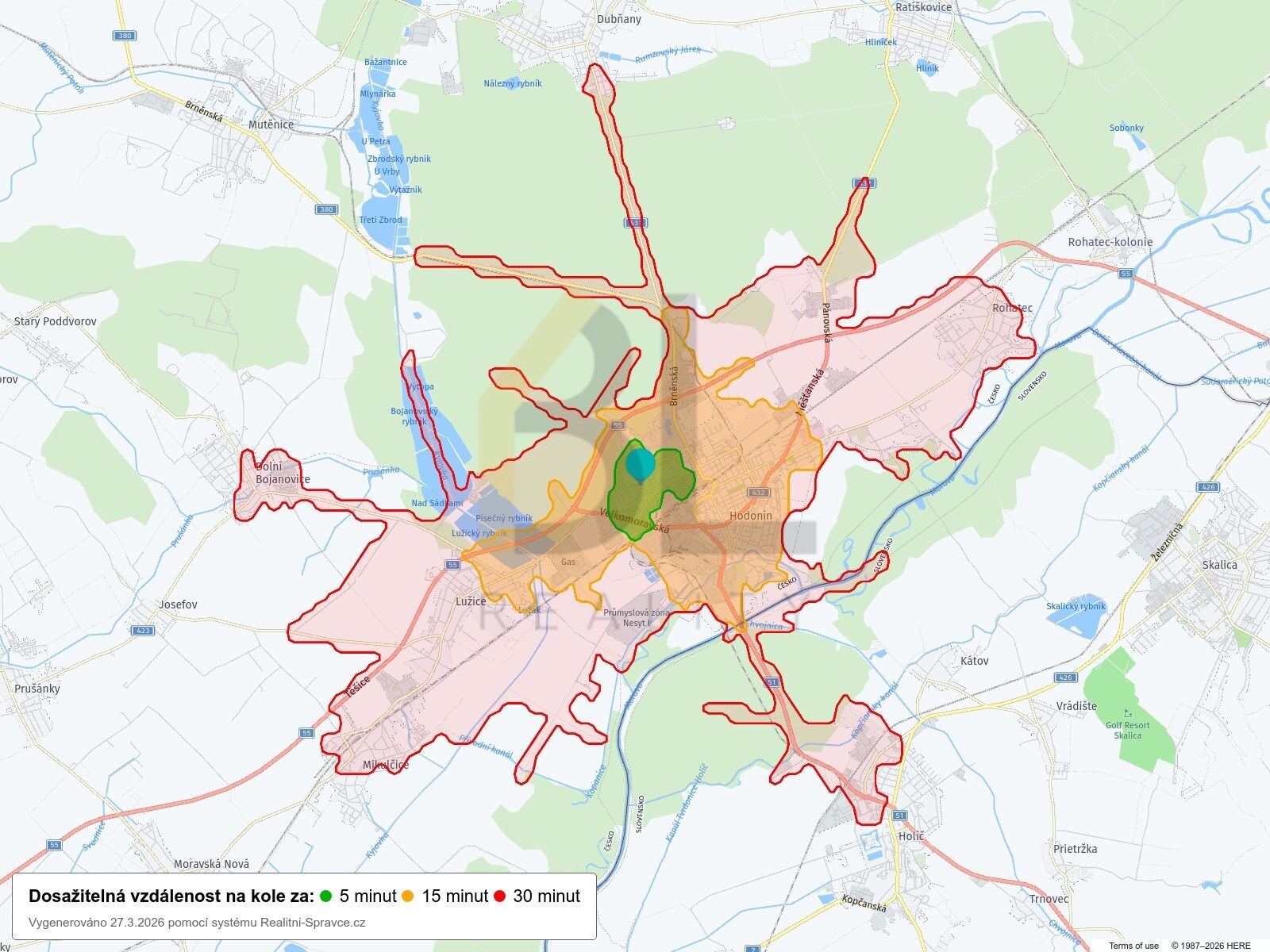 Dosažitelná vzdálenost: kolo