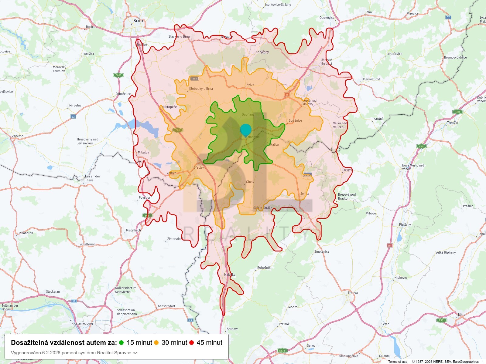 Dosažitelná vzdálenost: auto