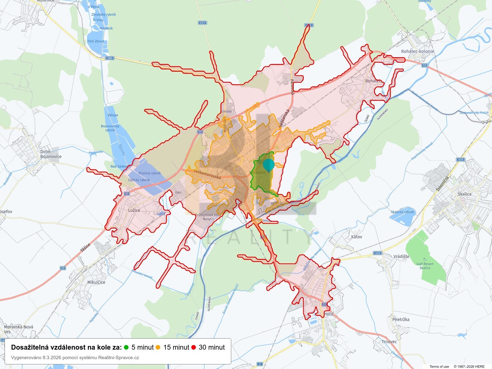 Dosažitelná vzdálenost: kolo