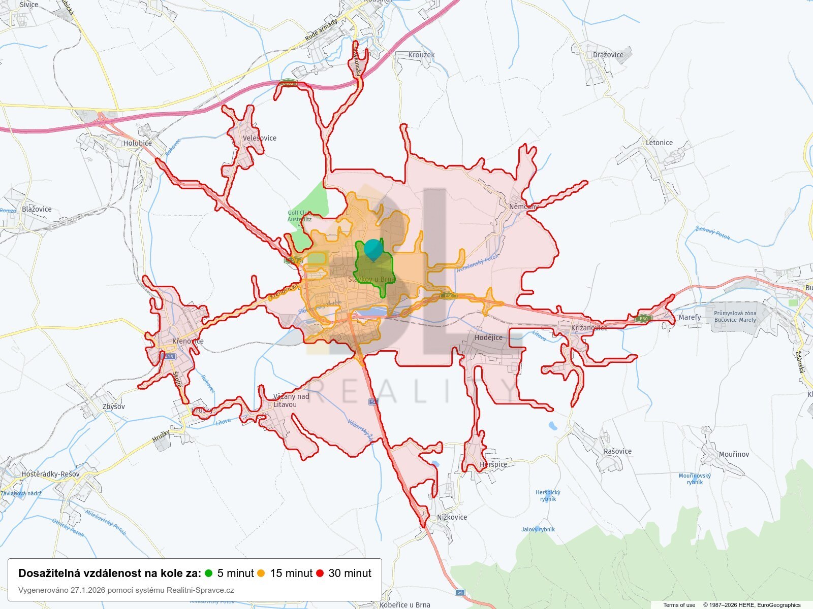 Dosažitelná vzdálenost: kolo