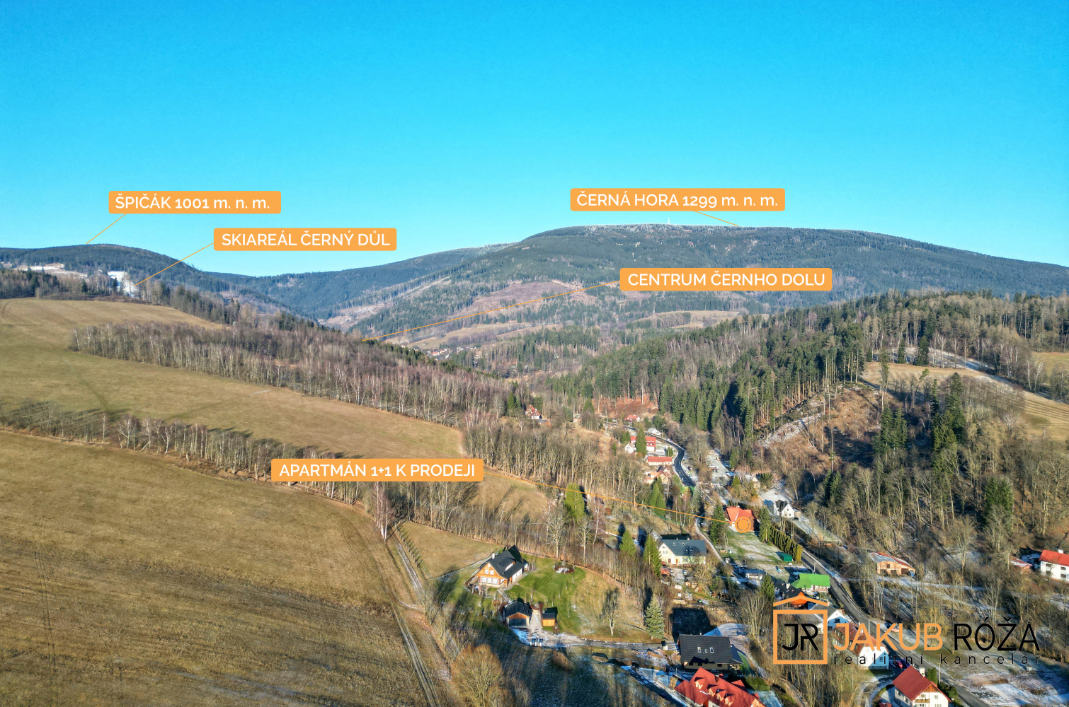 Letecký pohled na Černý Důl