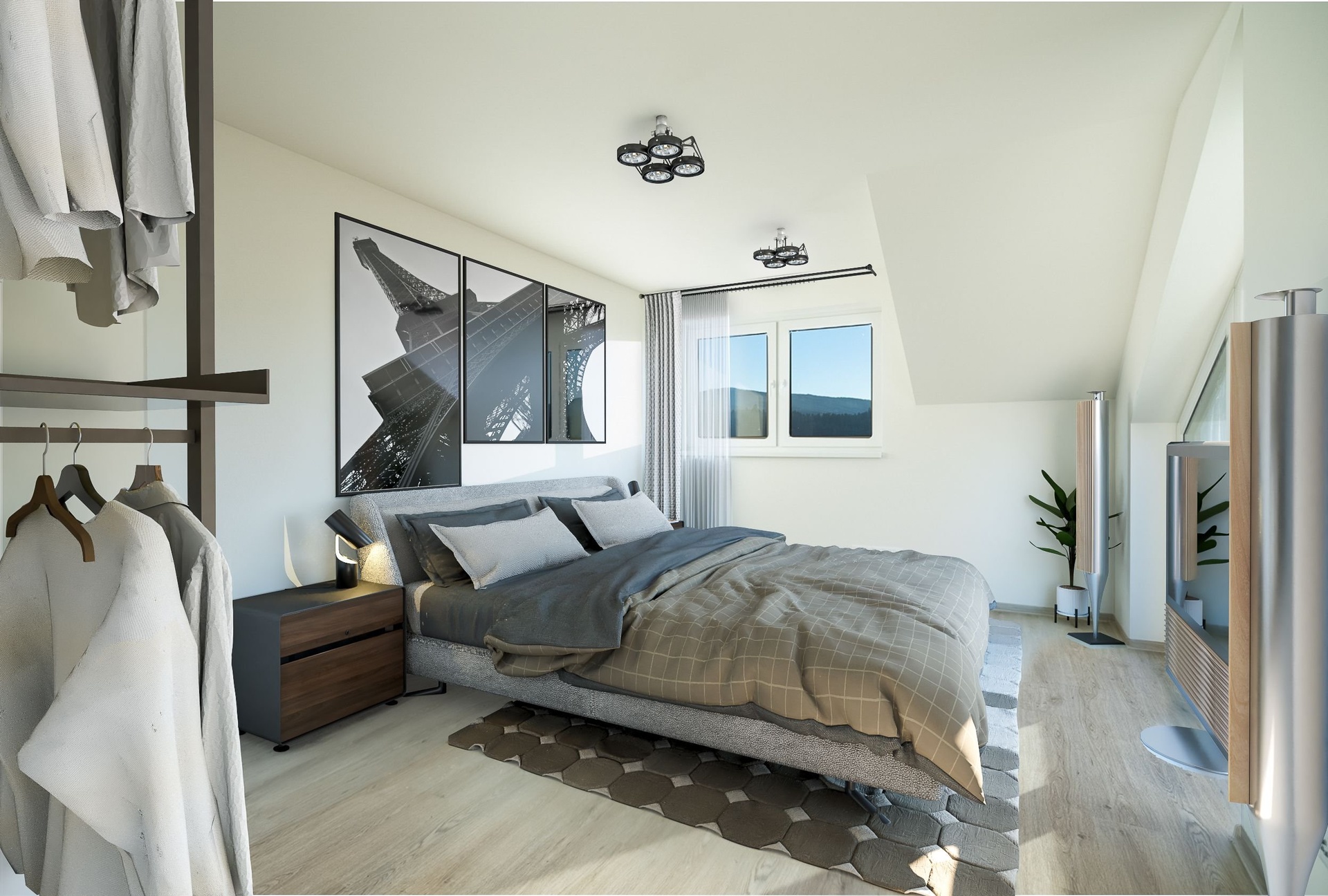 Vizualizace ložnice v druhém patře