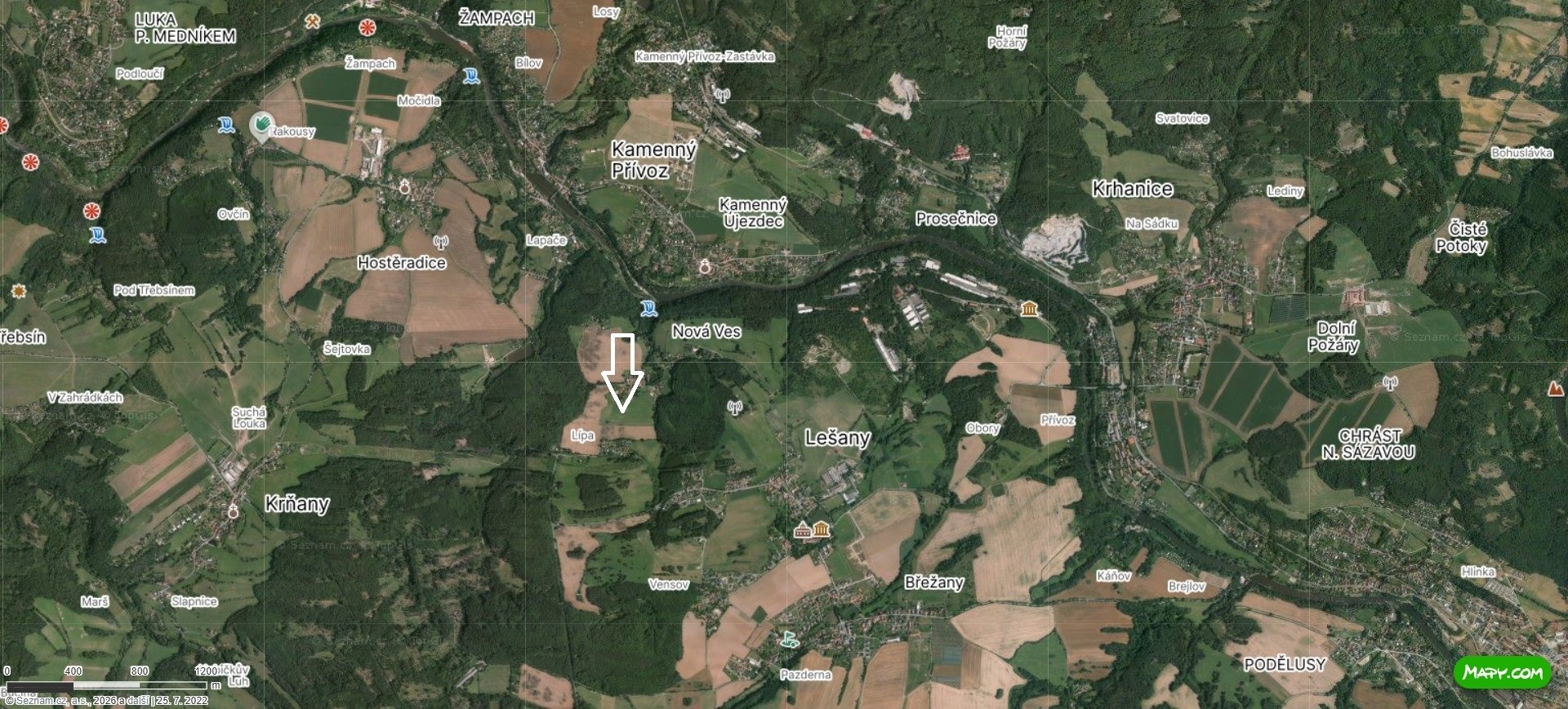 mapa pozemky