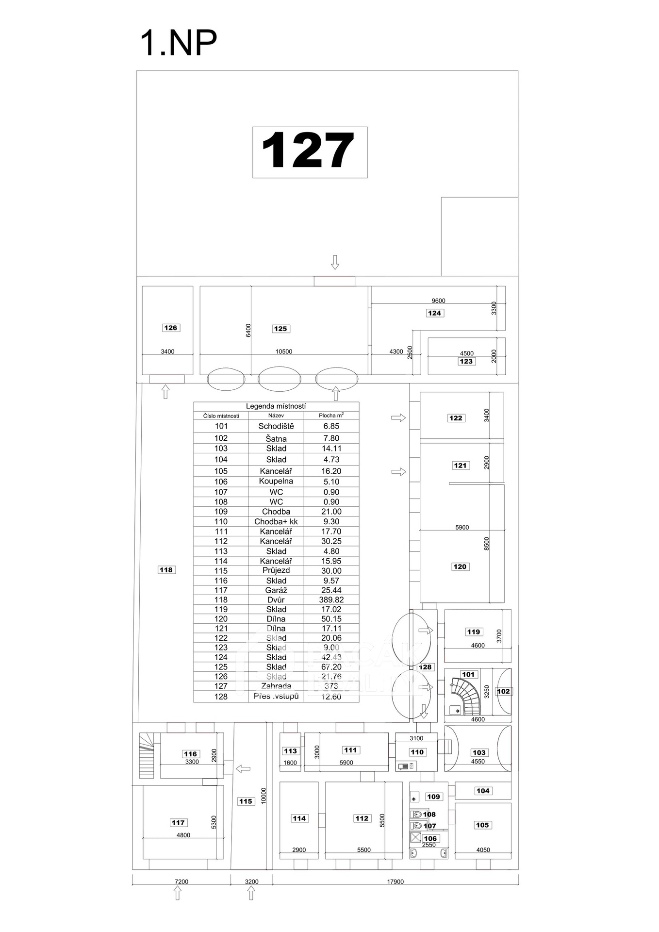 půdorys 1. NP