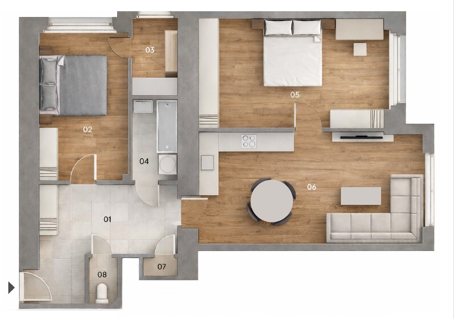 vizualizace změna dispozice na 3+kk