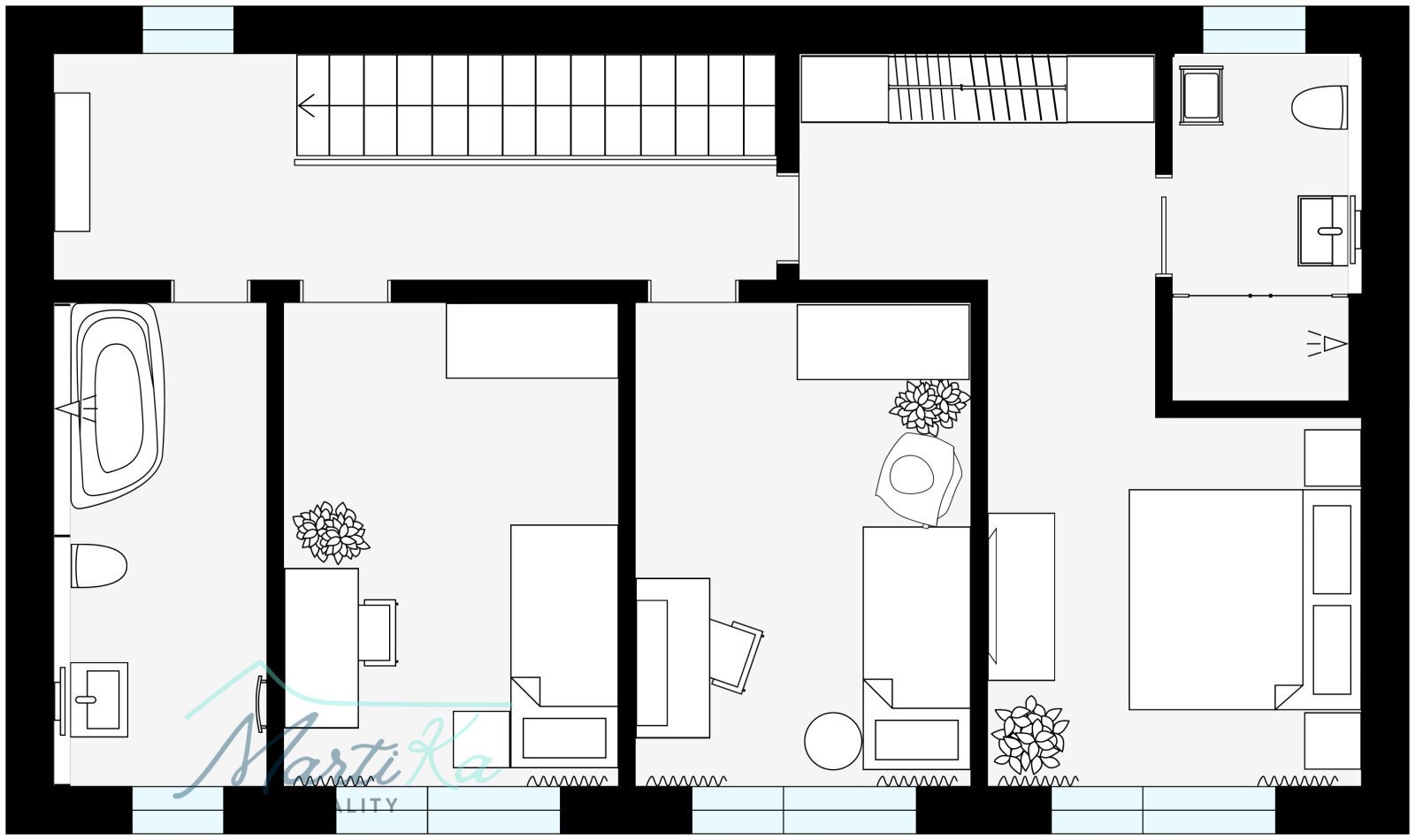 Prodej bytu 4 kk 142 m2 s terasou 23 m2, zahrádkou 157 m2 a 2 parkovacími místy v Úvalech u Prahy