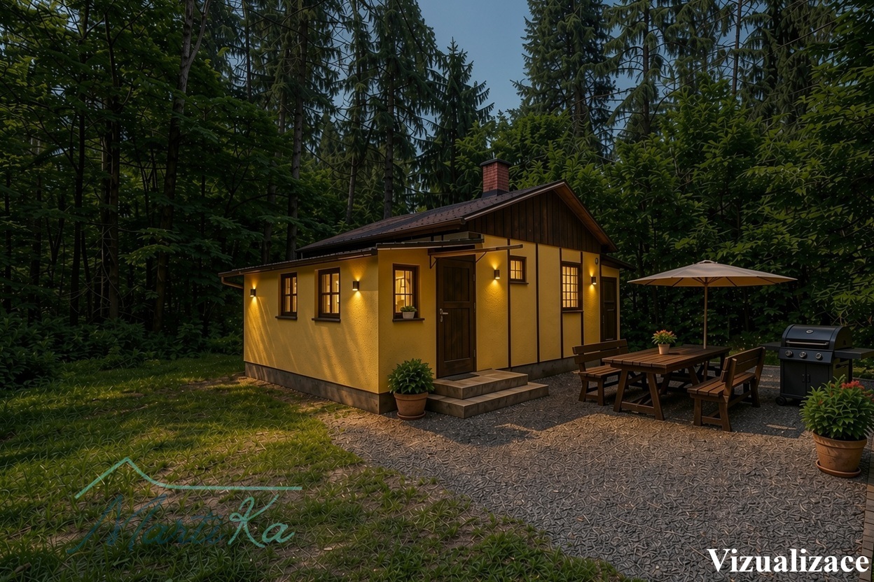 Chata Stará Huť_z venku_vizualizace noční