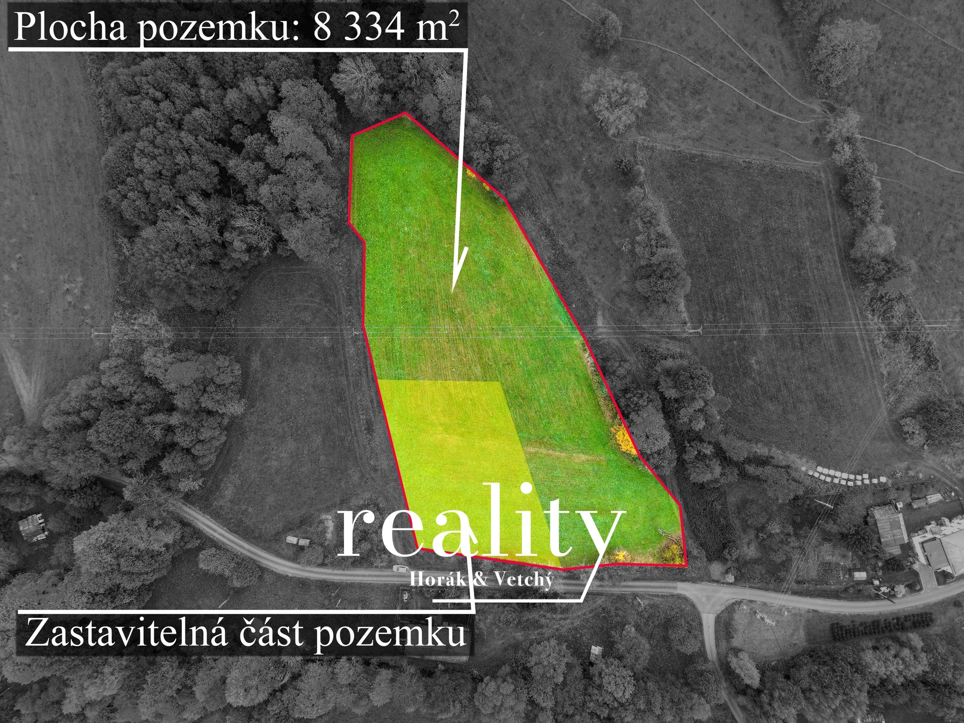Celkové ohraničení parcely 8 344m&sup2;