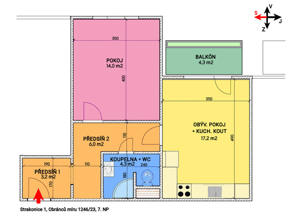 Pronájem bytu 2+kk 49 m², Strakonice