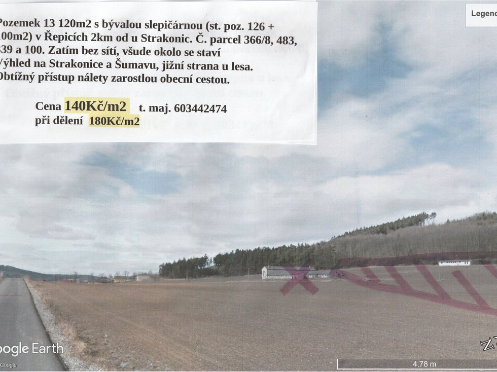 Prodej stavební parcely 13120 m², Řepice