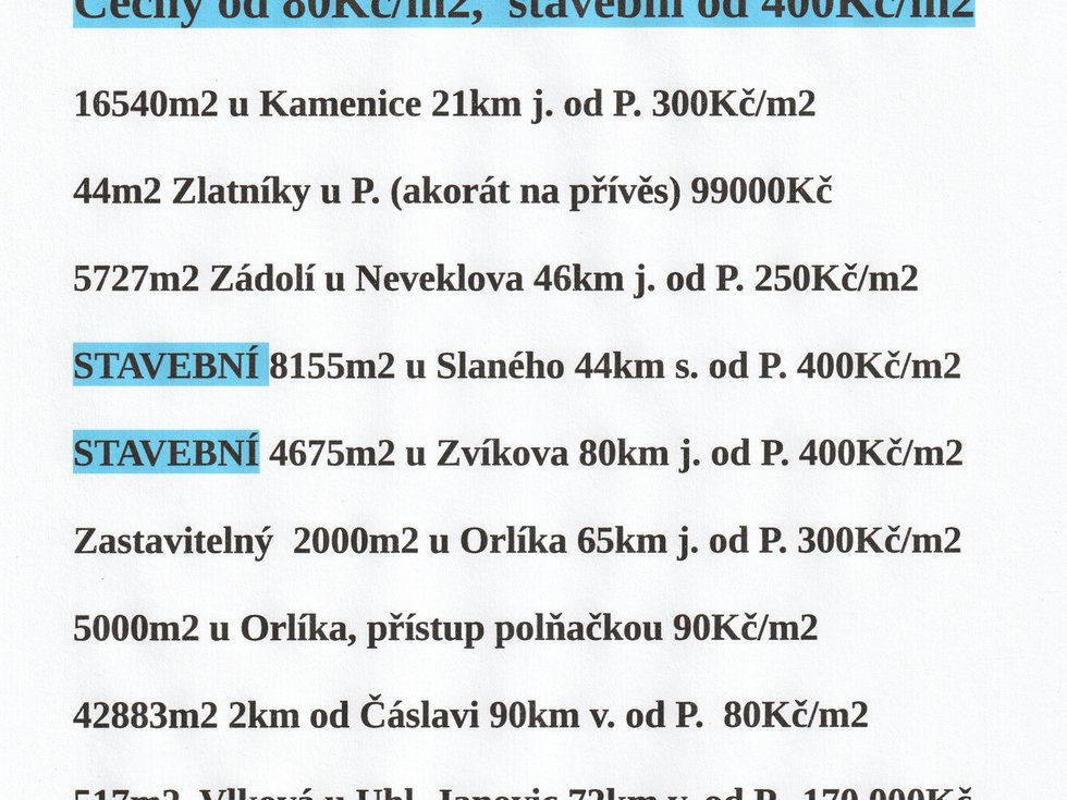 Prodej stavební parcely 16540 m², Řehenice