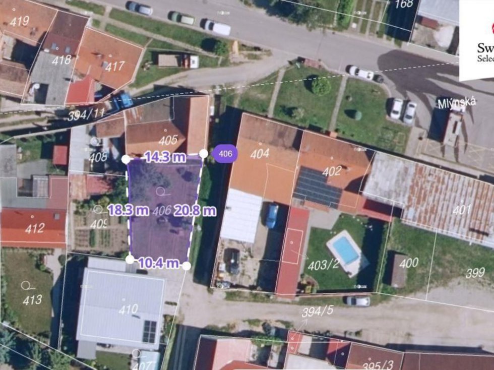 Prodej stavební parcely 236 m², Miroslav